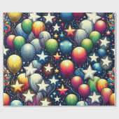 Balloons mit Glitzer Stars Geschenkpapier (Flach)