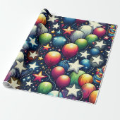 Balloons mit Glitzer Stars Geschenkpapier (Ungerollt)