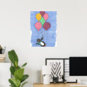 Balloons mit Pinguin Art Poster Print (Heimbüro)
