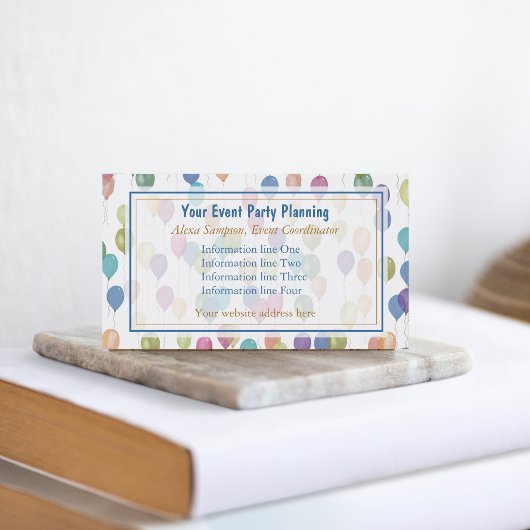 Balloons Muster Party Event Planning Visitenkarte