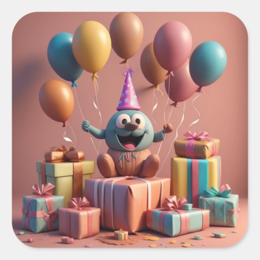 Balloons niedliche Kunstwerke Quadratischer Aufkleber (Vorderseite)