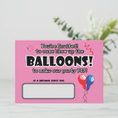BALLOONS niedlicher Spaß bereit zum Pop Geburtstag Einladung (Stehend Vorderseite)