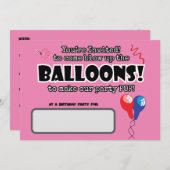 BALLOONS niedlicher Spaß bereit zum Pop Geburtstag Einladung (Vorne/Hinten)