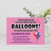 BALLOONS niedlicher Spaß bereit zum Pop Geburtstag Einladung (Stehend Vorderseite)