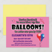 BALLOONS niedlicher Spaß bereit zum Pop Geburtstag Einladung (Vorne/Hinten)