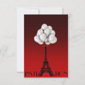 Balloons Paris Eiffel Tower Glam Chic Red Einladung (Vorderseite)