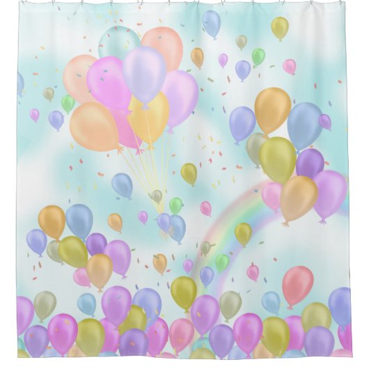 Balloons Pastell Handtuch Duschvorhang (Vorderseite)
