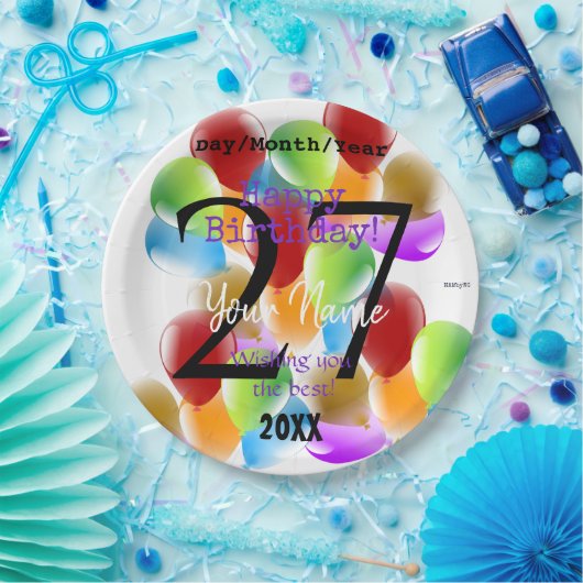 Balloons Personalisiert Happy Birthday Papierplatt Pappteller (Party)