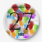 Balloons Personalisiert Happy Birthday Papierplatt Pappteller (Vorderseite)