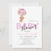 Balloons Pink Baby Einladung (Vorderseite)