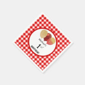 Balloons & Red Gingham 1. Geburtstag Serviette (Ecke)