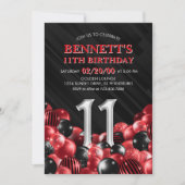 Balloons Rot 11. Geburtstag Einladung (Vorderseite)