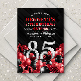 Balloons Rot 85. Geburtstag Einladung