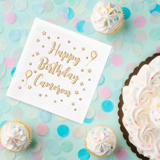 Balloons Stars Confetti Happy Geburtsname Servietten Mit Folie (Insitu (Party))