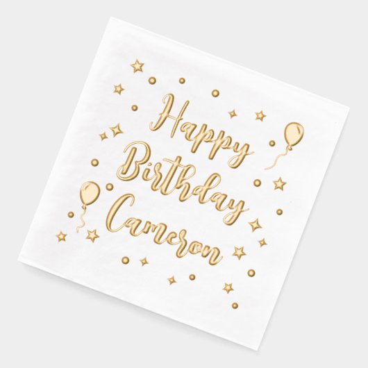 Balloons Stars Confetti Happy Geburtsname Servietten Mit Folie (Links)