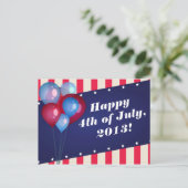 Balloons & Stripes 4. Juli Party Postkarte (Stehend Vorderseite)