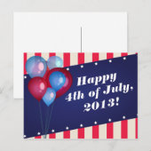 Balloons & Stripes 4. Juli Party Postkarte (Vorne/Hinten)