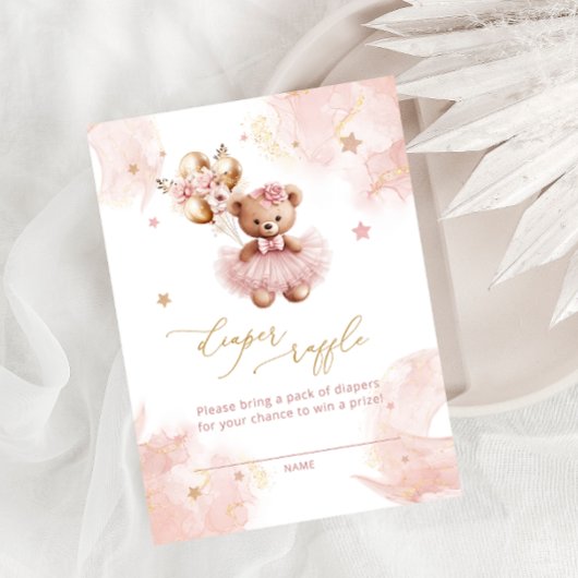 Balloons Teddy Bear Diaper Raffeln Tickets Begleitkarte