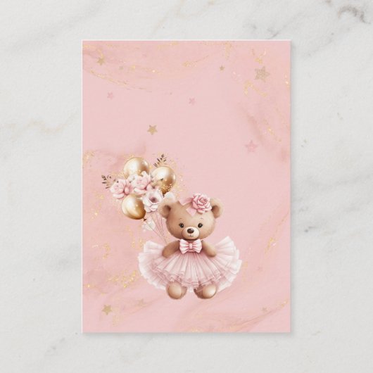 Balloons Teddy Bear Diaper Raffeln Tickets Begleitkarte (Rückseite)