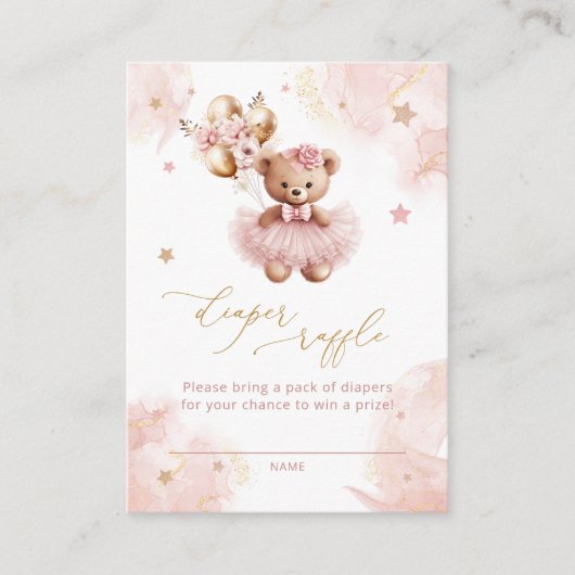 Balloons Teddy Bear Diaper Raffeln Tickets Begleitkarte (Vorderseite)