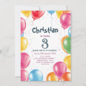 Balloons Thema Geburtstagsparty Einladung (Vorderseite)