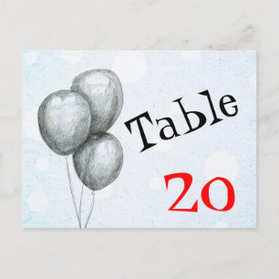 Balloons Tischnummer Postkarte