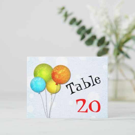 Balloons Tischnummer Postkarte (Stehend Vorderseite)