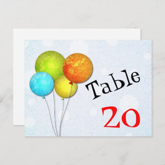 Balloons Tischnummer Postkarte (Vorne/Hinten)