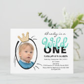 Balloons-Typ | Wild One Boys Foto zum ersten Gebur Einladung (Stehend Vorderseite)