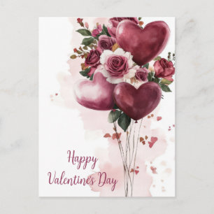 Balloons und Blume Valentins Gruß Postkarte
