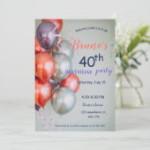 Balloons und Confetti Einladung zum Geburtstag (Stehend Vorderseite)