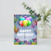 Balloons und Confetti Geburtstagskarte Feiertagskarte (Stehend Vorderseite)