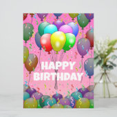 Balloons und Confetti Geburtstagskarte Karte (Stehend Vorderseite)