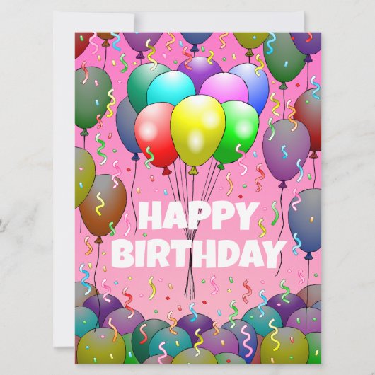 Balloons und Confetti Geburtstagskarte Karte (Vorderseite)