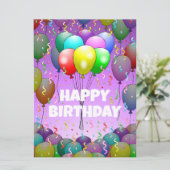 Balloons und Confetti Geburtstagskarte Karte (Stehend Vorderseite)
