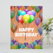 Balloons und Confetti Geburtstagskarte Karte (Stehend Vorderseite)