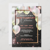 Balloons und Confetti Neujahrsfeier Einladung (Vorderseite)