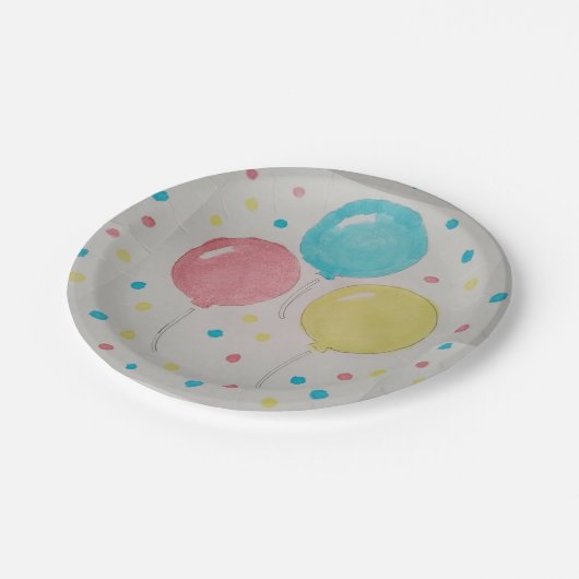 Balloons und Confetti Paper Teller (Schrägansicht)