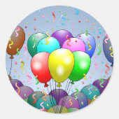 Balloons und Confetti Runder Aufkleber (Vorderseite)