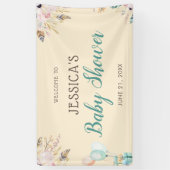 Balloons und Feathers Boho Babydusche Banner (Vertikal)