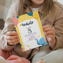 Balloons und Party des Gelben Kindergeburtstags Einladung