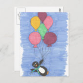 Balloons und Pinguin-Künstler-Postkarte Postkarte (Vorne/Hinten)