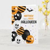 Balloons und Polka Punkte mit Namen Halloween Karte (Gelbe Blume)