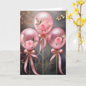 Balloons und Rose, 5" x 7" geklappte Grußkarte Karte (Gelbe Blume)