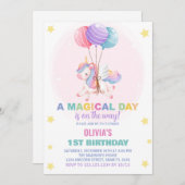Balloons Unicorn Einladungen zum Geburtstag (Vorne/Hinten)