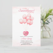 Balloons Valentine Themed Baby Dusche Einladung (Stehend Vorderseite)