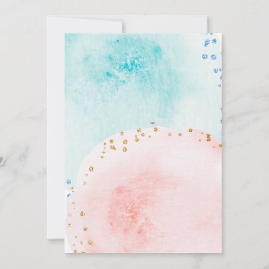 Balloons Watercolor Gender Reveal Party Einladung (Rückseite)