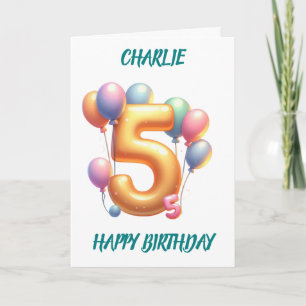 BALLOONS ZUM 5. GEBURTSTAG GLÜCKLICH KARTE