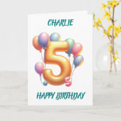 BALLOONS ZUM 5. GEBURTSTAG GLÜCKLICH KARTE (Gelbe Blume)
