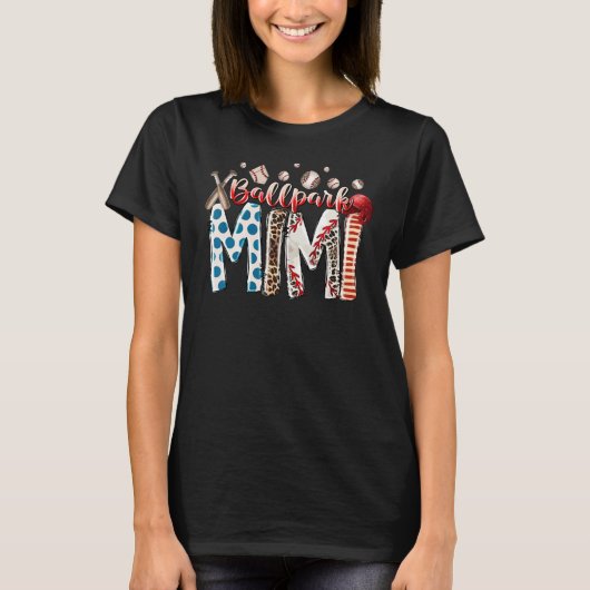 Ballpark Mimi Proud Baseball Softball Player Mothe T-Shirt (Vorderseite)